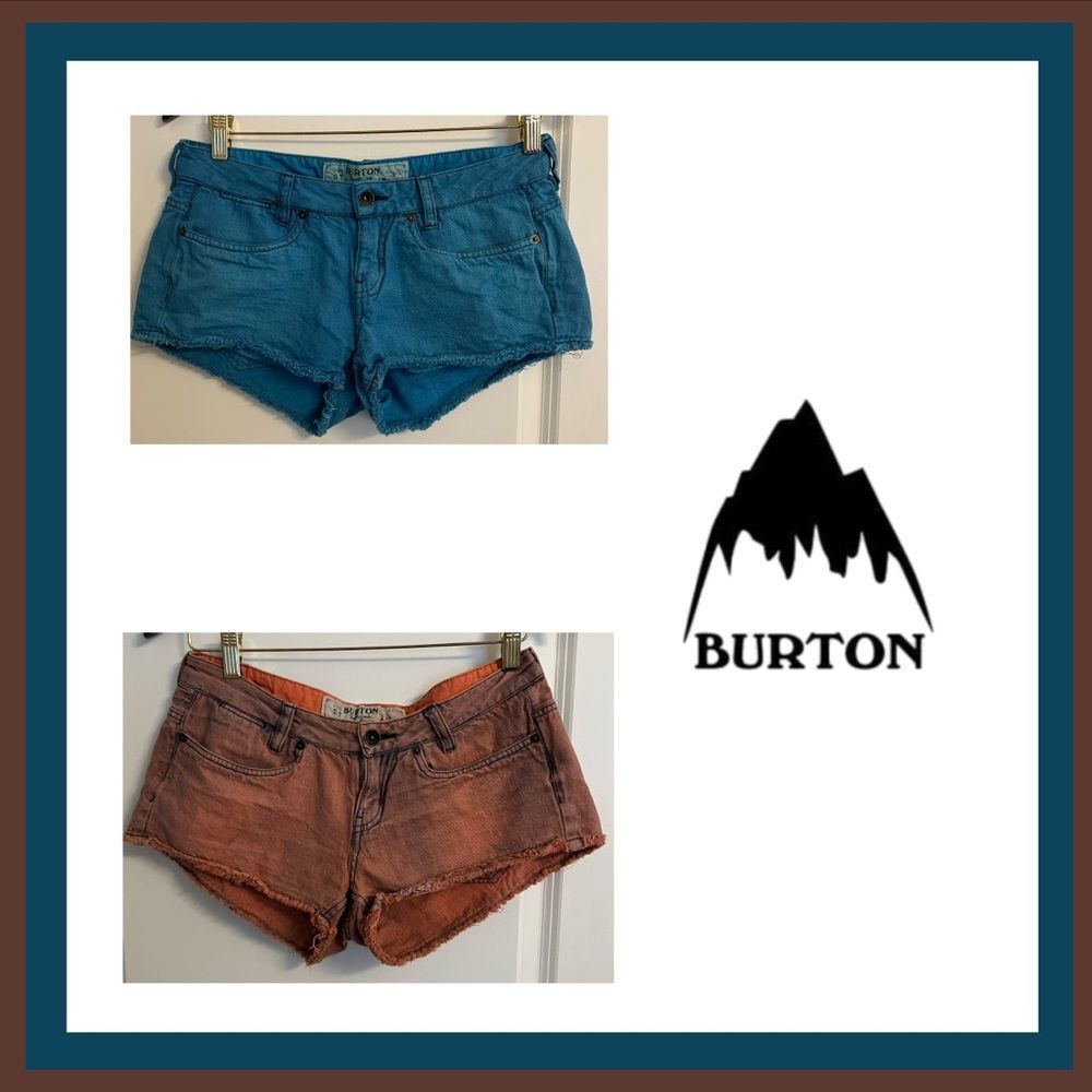 Burton Set of Raw Hem Jean Shorts In Blue and Burnt Orange/Pink Size 27